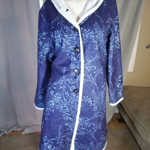 Lily Blue Floral Coat with White Accents